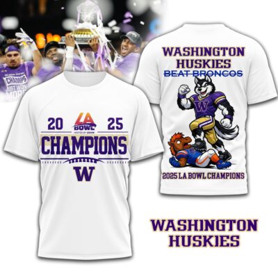 Washington Huskies | Premium NCAA 2025 LA Bowl Champions 3D Shirt