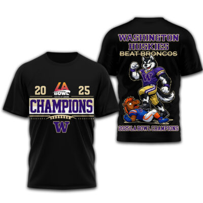 Washington Huskies | Premium NCAA 2025 LA Bowl Champions 3D Shirt