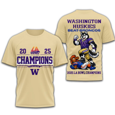 Washington Huskies | Premium NCAA 2025 LA Bowl Champions 3D Shirt