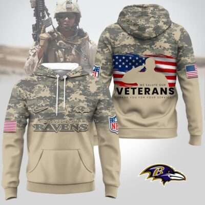 Baltimore Ravens | Premium NFL Thank You For Your Service 3D Hoodie
