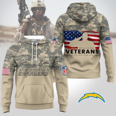 Los Angeles Chargers | Premium NFL Thank You For Your Service 3D Hoodie