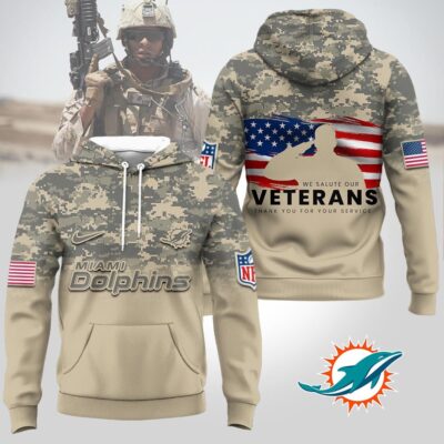 Miami Dolphins | Premium NFL Thank You For Your Service 3D Hoodie - 3XL