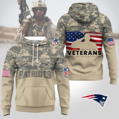 New England Patriots | Premium NFL Thank You For Your Service 3D Hoodie - L