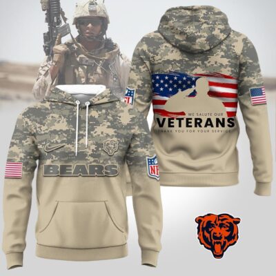 Chicago Bears | Premium NFL Thank You For Your Service 3D Hoodie