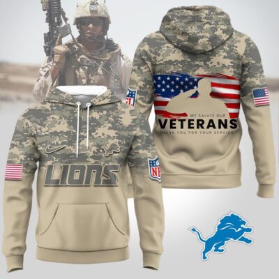 Detroit Lions | Premium NFL Thank You For Your Service 3D Hoodie