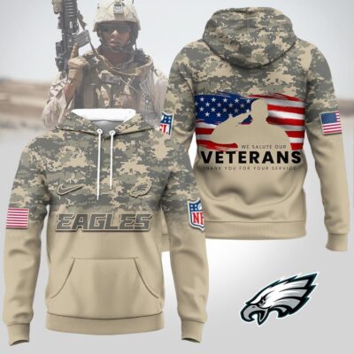 Philadelphia Eagles | Premium NFL Thank You For Your Service 3D Hoodie