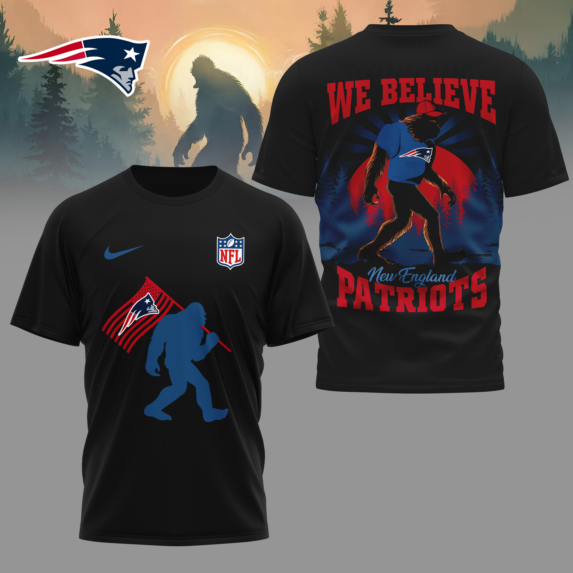 New England Patriots | Premium NFL and Bigfoot Fan 3D Shirt - Image 2
