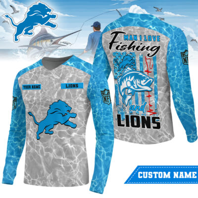 Detroit Lions | Premium NFL Love Fishing Long Sleeve Shirt