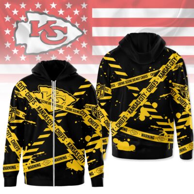Kansas City Chiefs | Premium NFL Yellow Caution Tape 3D Hoodie