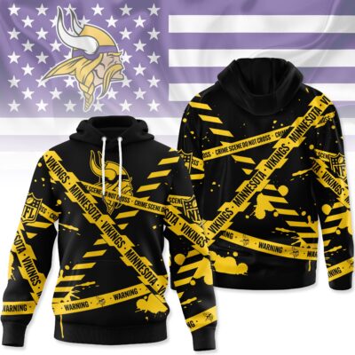 Minnesota Vikings | Premium NFL Yellow Caution Tape 3D Hoodie