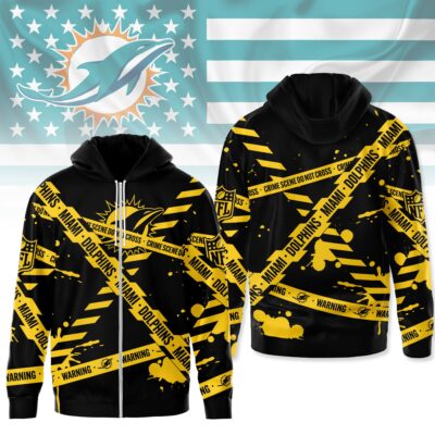 Miami Dolphins | Premium NFL Yellow Caution Tape 3D Hoodie