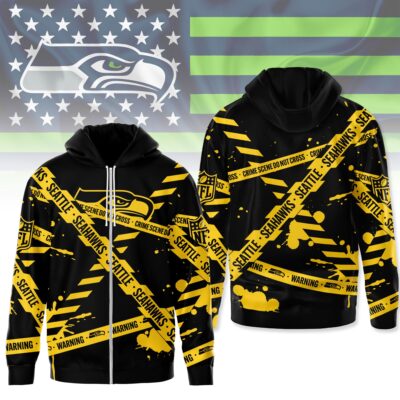 Seattle Seahawks | Premium NFL Yellow Caution Tape 3D Hoodie