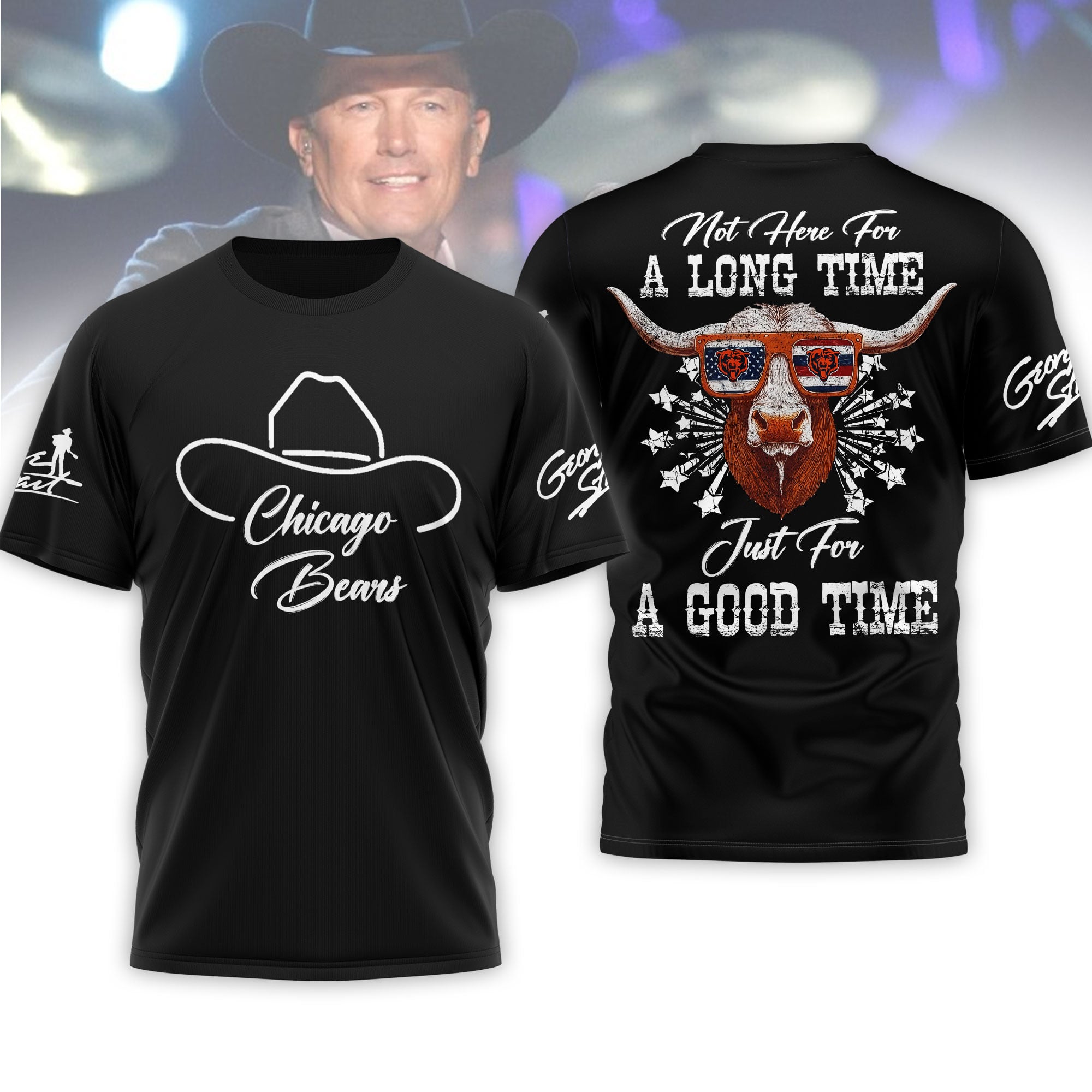 Chicago Bears | Premium NFL George Strait Here for a Good Time 3D Shirt