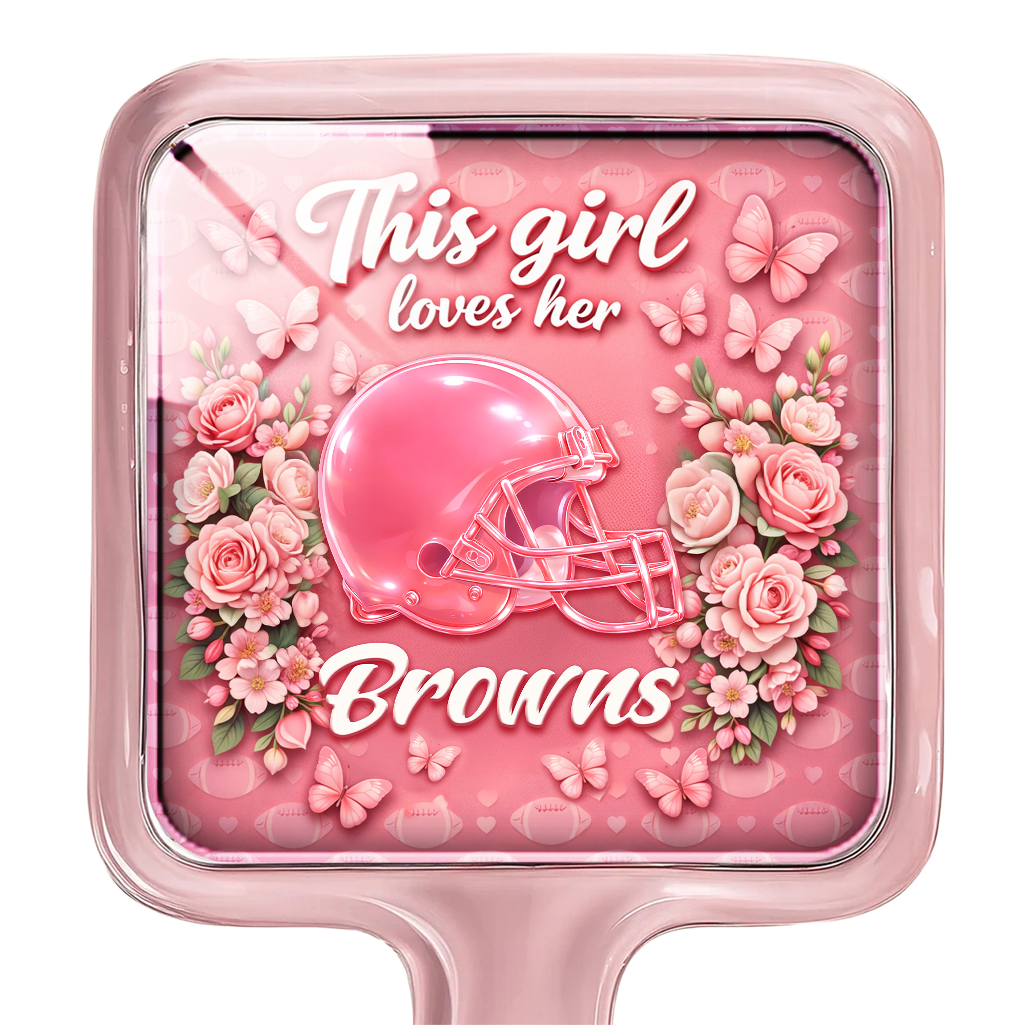 Cleveland Browns | Premium NFL Butterfly Glam Handheld Mirror - Image 2