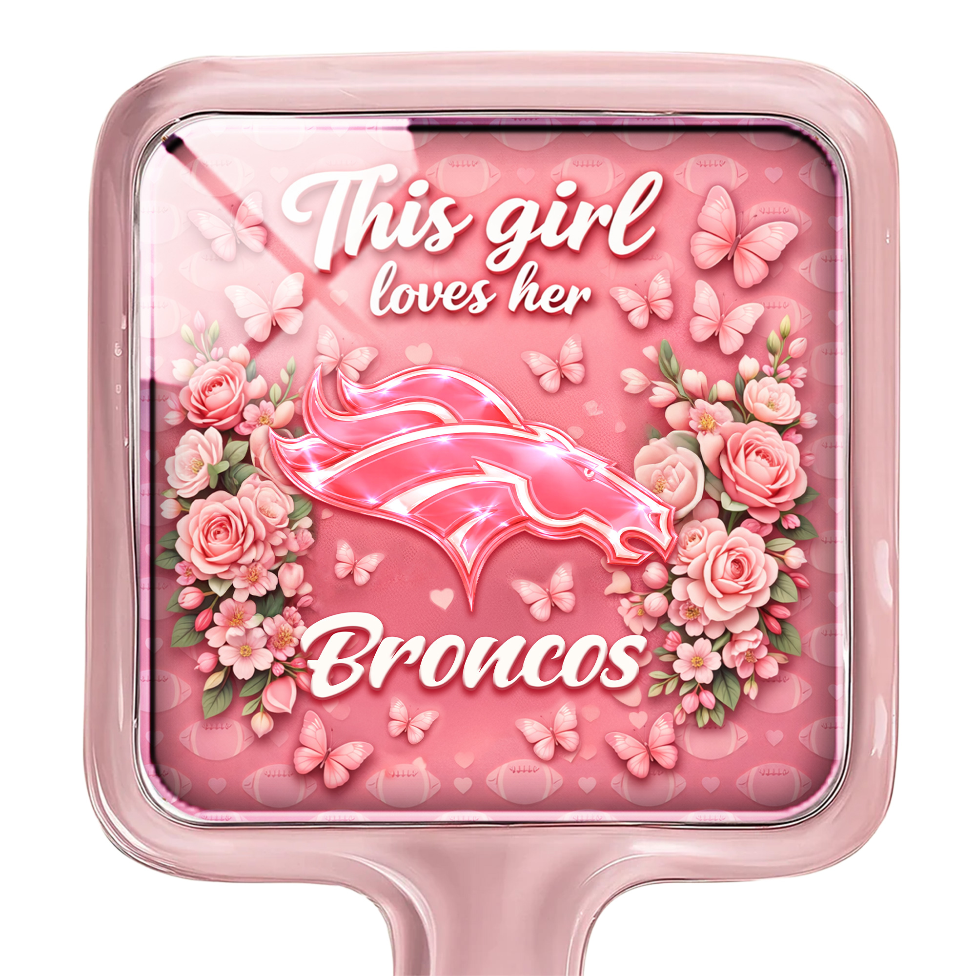 Denver Broncos | Premium NFL Butterfly Glam Handheld Mirror - Image 2
