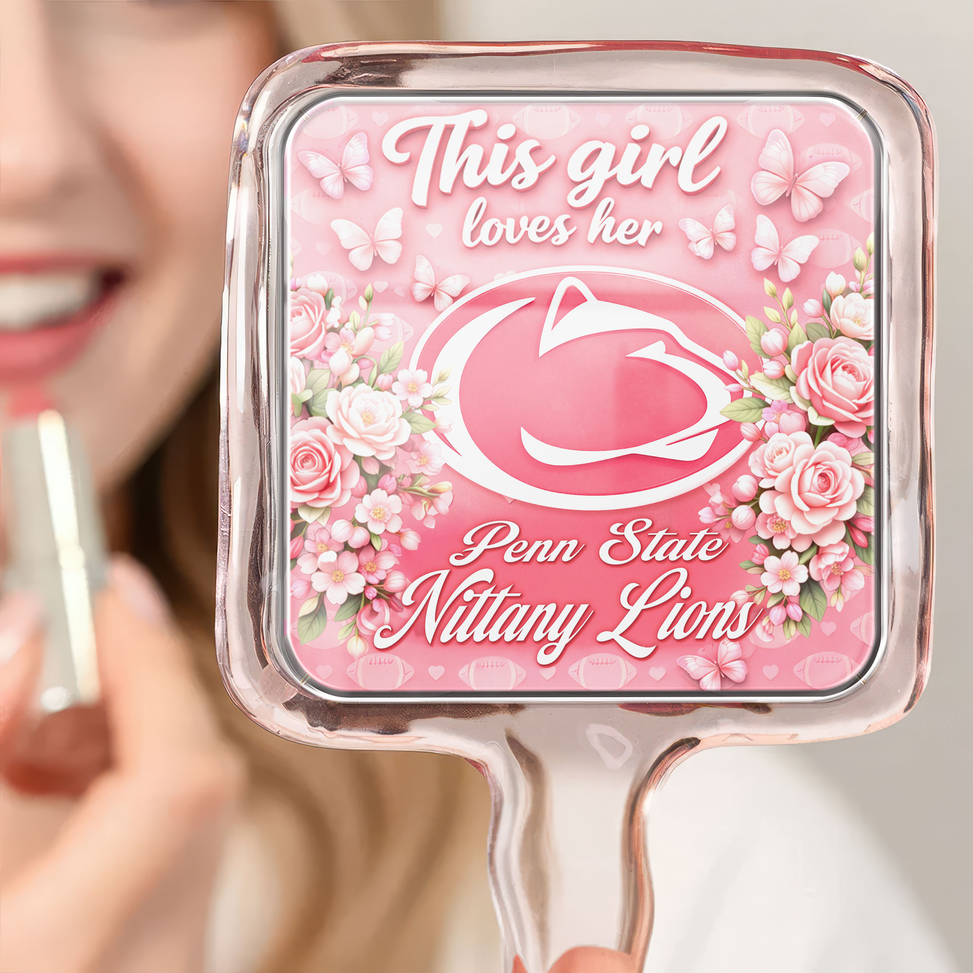 Penn State Nittany Lions | Premium NCAA Butterfly Glam Handheld Mirror - Image 2