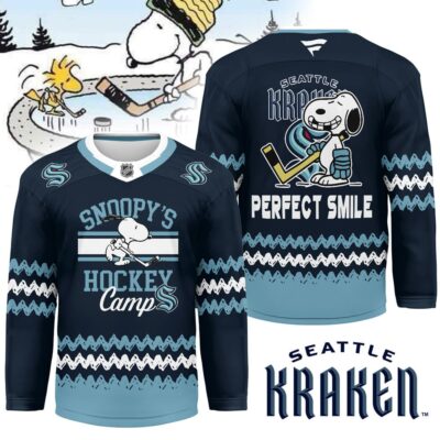 Seattle Kraken | Premium NHL Snoopy Perfect Smile Hockey Jersey - M