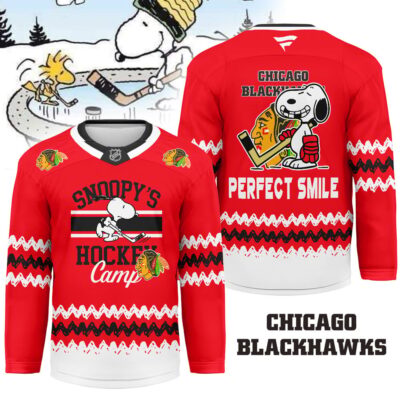 Chicago Blackhawks | Premium NHL Snoopy Perfect Smile Hockey Jersey