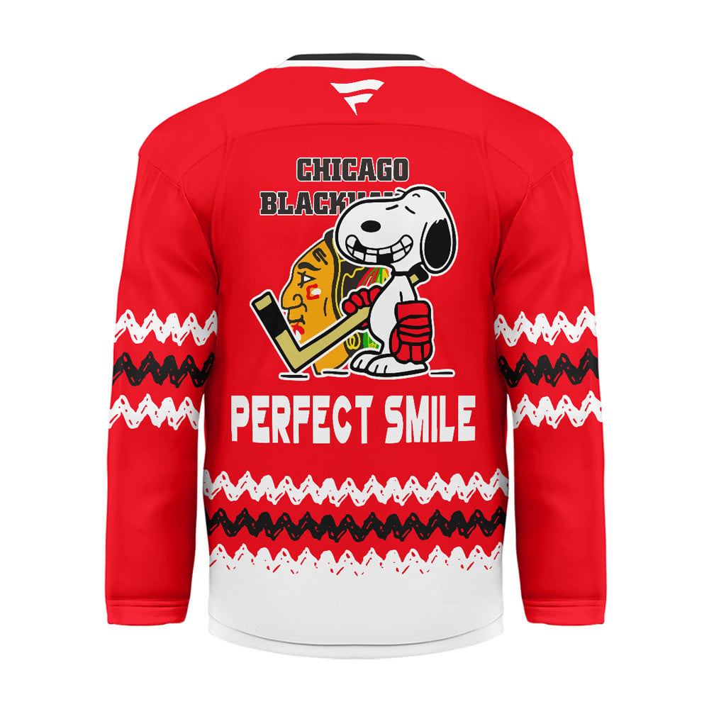 Chicago Blackhawks | Premium NHL Snoopy Perfect Smile Hockey Jersey - Image 2