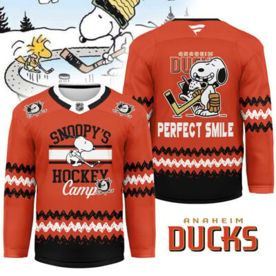 Anaheim Ducks | Premium NHL Snoopy Perfect Smile Hockey Jersey
