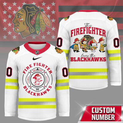 Chicago Blackhawks | Premium NHL Snoopy Firefighter Hockey Jersey