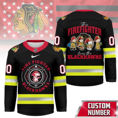 Chicago Blackhawks | Premium NHL Snoopy Firefighter Hockey Jersey