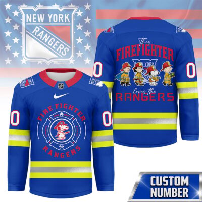 New York Rangers | Premium NHL Snoopy Firefighter Hockey Jersey