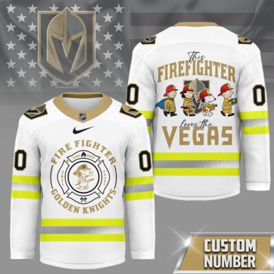 Vegas Golden Knights | Premium NHL Snoopy Firefighter Hockey Jersey