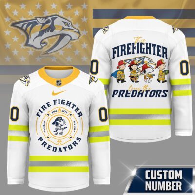 Nashville Predators | Premium NHL Snoopy Firefighter Hockey Jersey