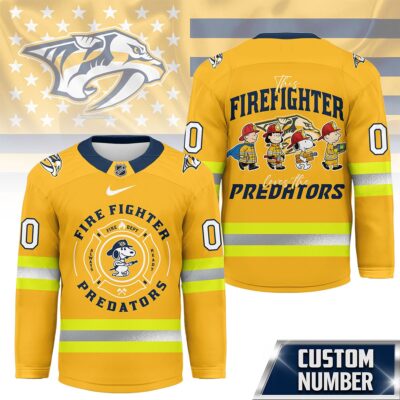 Nashville Predators | Premium NHL Snoopy Firefighter Hockey Jersey