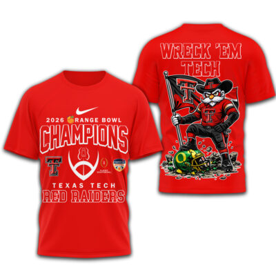 Texas Tech Red Raiders | Premium NCAA 2026 Orange Bowl Champions 3D Shirt