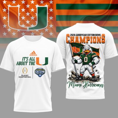 Miami Hurricanes | Premium NCAA 2026 Cotton Bowl Champions 3D Shirt