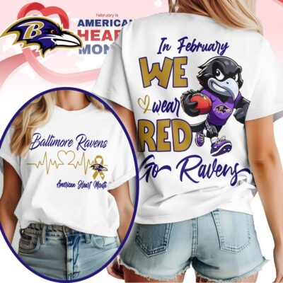 Baltimore Ravens | Premium NFL American Heart Month 3D Shirt