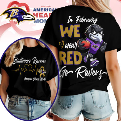 Baltimore Ravens | Premium NFL American Heart Month 3D Shirt