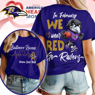 Baltimore Ravens | Premium NFL American Heart Month 3D Shirt