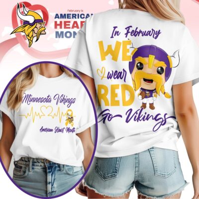 Minnesota Vikings | Premium NFL American Heart Month 3D Shirt
