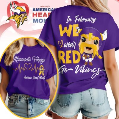 Minnesota Vikings | Premium NFL American Heart Month 3D Shirt