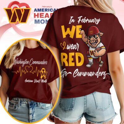 Washington Commanders | Premium NFL American Heart Month 3D Shirt