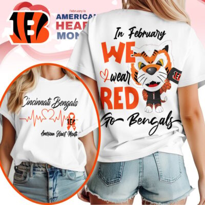 Cincinnati Bengals | Premium NFL American Heart Month 3D Shirt