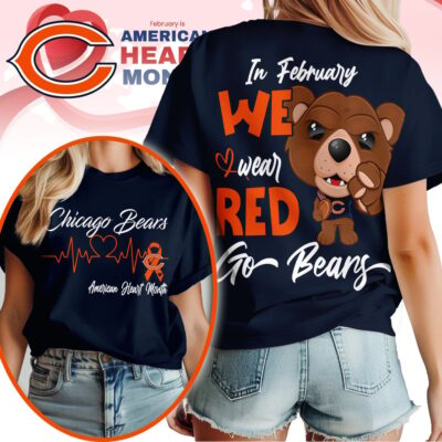 Chicago Bears | Premium NFL American Heart Month 3D Shirt