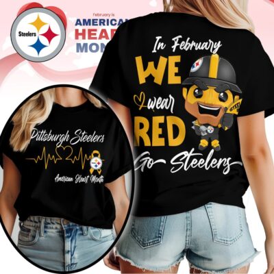 Pittsburgh Steelers | Premium NFL American Heart Month 3D Shirt