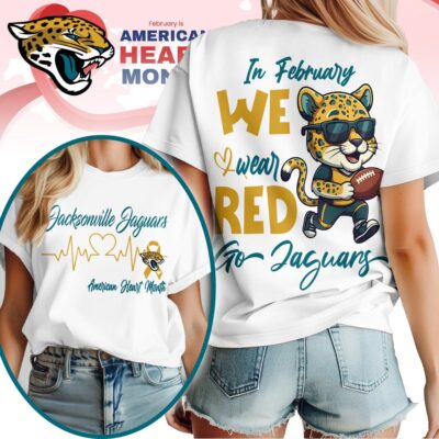 Jacksonville Jaguars | Premium NFL American Heart Month 3D Shirt
