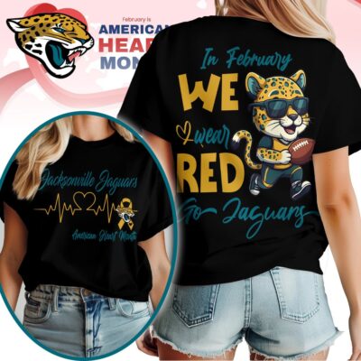 Jacksonville Jaguars | Premium NFL American Heart Month 3D Shirt