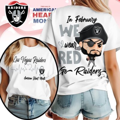Las Vegas Raiders | Premium NFL American Heart Month 3D Shirt
