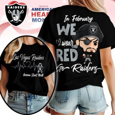 Las Vegas Raiders | Premium NFL American Heart Month 3D Shirt