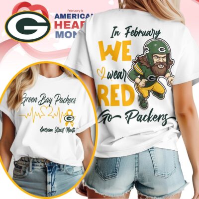 Green Bay Packers | Premium NFL American Heart Month 3D Shirt