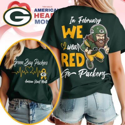 Green Bay Packers | Premium NFL American Heart Month 3D Shirt