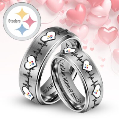 Pittsburgh Steelers | Premium NFL Valentine Couple Silver Tungsten Ring