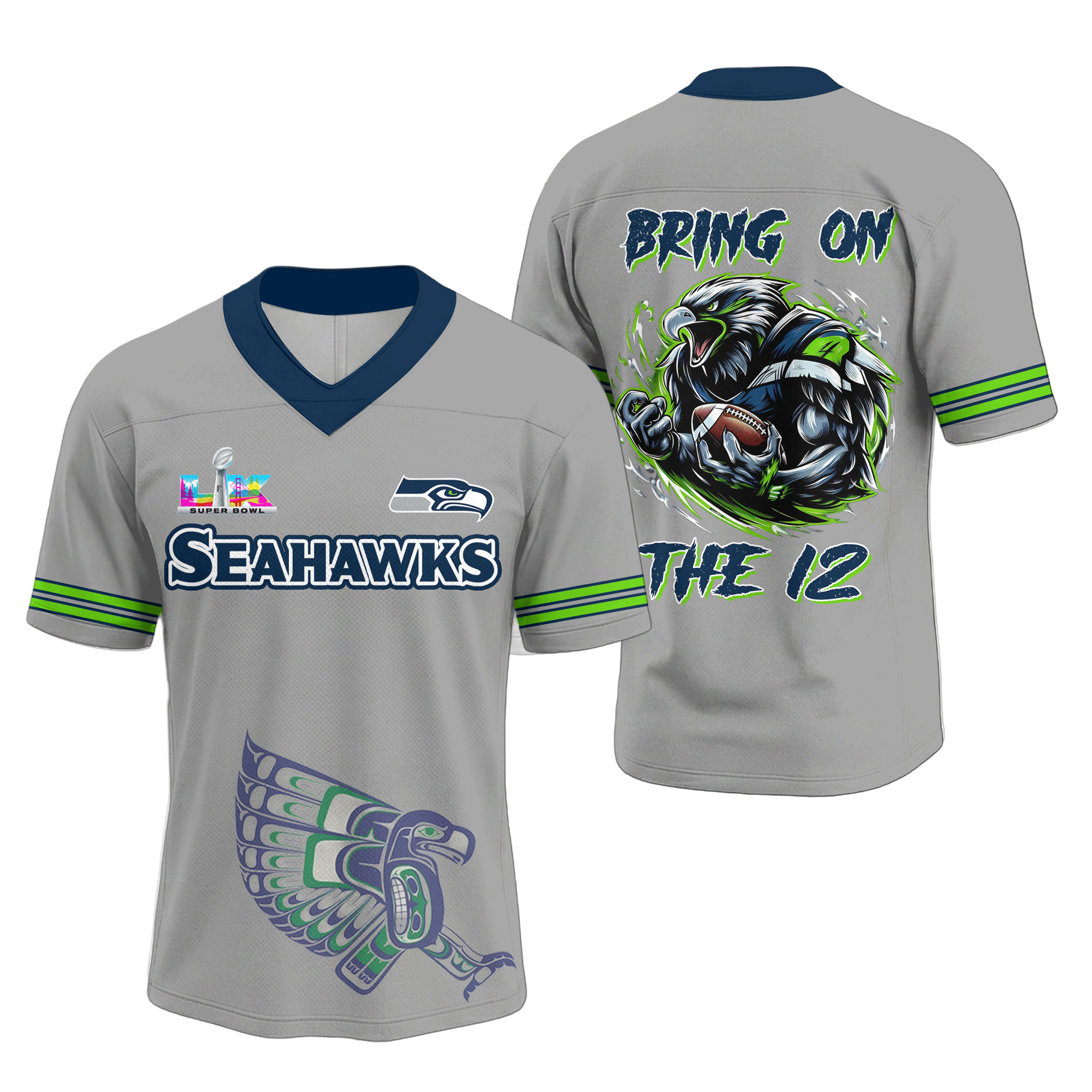 Supper Bowl - Seattle Seahawks | Premium V-neck Baseball Jersey HY - Image 4