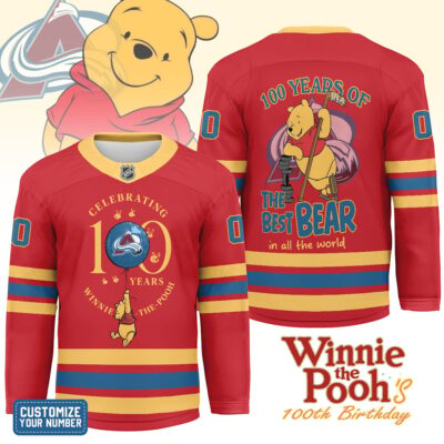 Colorado Avalanche | Premium NHL Winnie The Pooh 100th Anniversary Hockey Jersey